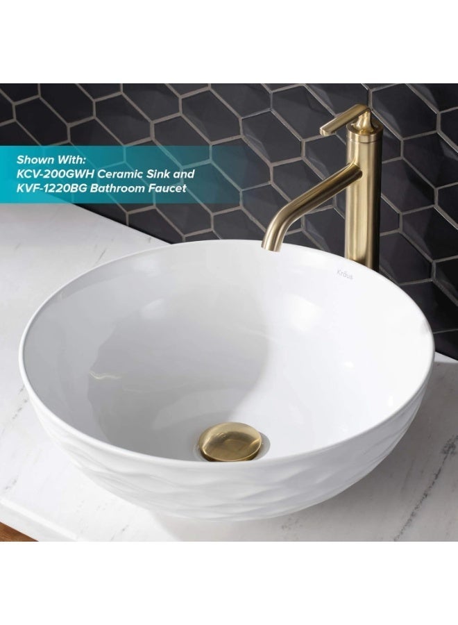 ALMIFTAH PU-10BG Pop-Up Bathroom Sink Drain | Brushed Gold Pop Up Drain with Overflow | Premium Brass Bathroom Sink Drain for Vessel & Vanity Sinks | Luxury Wash Basin Drain Stopper - Image 3